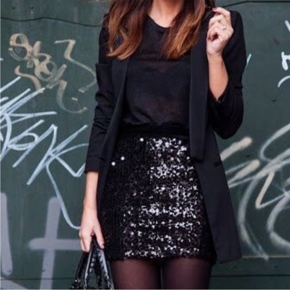 Fame H W Sequin Skirt Black